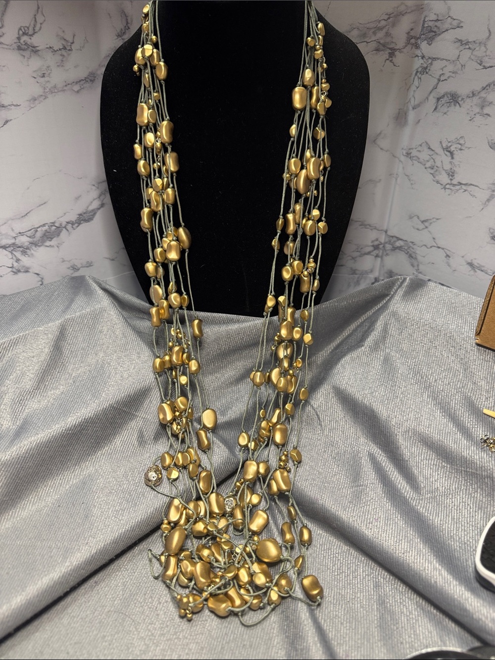 Chico's Multi-Strand Gold Bead Necklace Contemporary